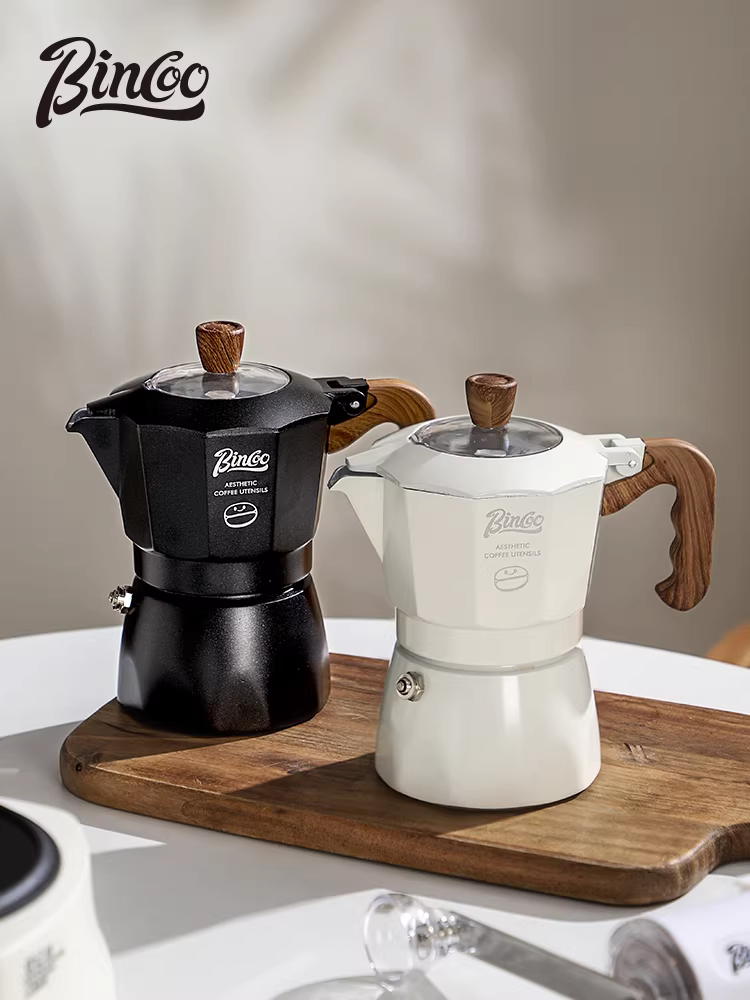 Bộ pha cà phê Moka Bincoo hai van, máy pha cà phê espresso nhỏ kiểu Ý, dụng cụ pha cà phê thủ công, bộ dụng cụ pha cà phê