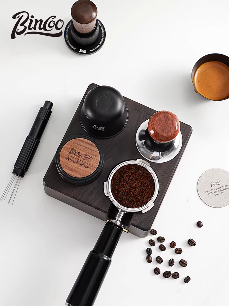 Bộ dụng cụ phân phối cà phê Espresso Bincoo, đế giữ lực ổn định, hộp đựng bã cà phê, phụ kiện máy pha cà phê