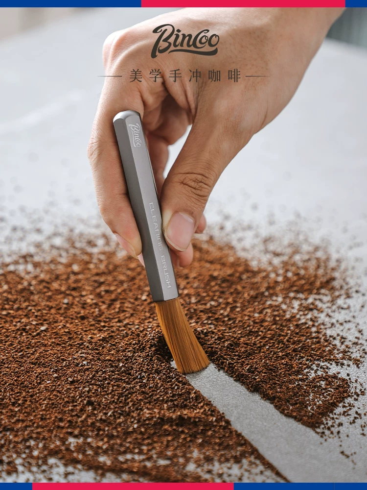 Bàn chải vệ sinh cà phê Bincoo bằng hợp kim nhôm, bàn chải vệ sinh nhỏ gọn cho quầy cà phê, bàn chải vệ sinh máy xay cao cấp