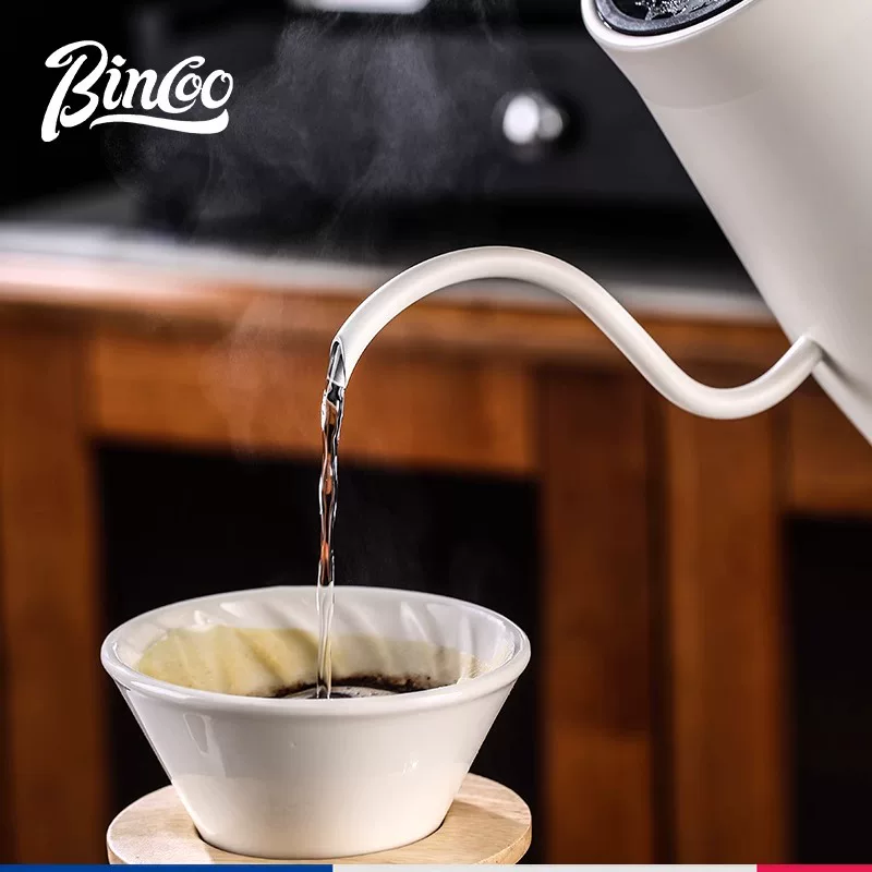 Ấm pha cà phê thủ công Bincoo bằng thép không gỉ, điều khiển nhiệt độ thông minh, ấm đun nước điện gia dụng có màn hình hiển thị nhiệt độ và vòi dài