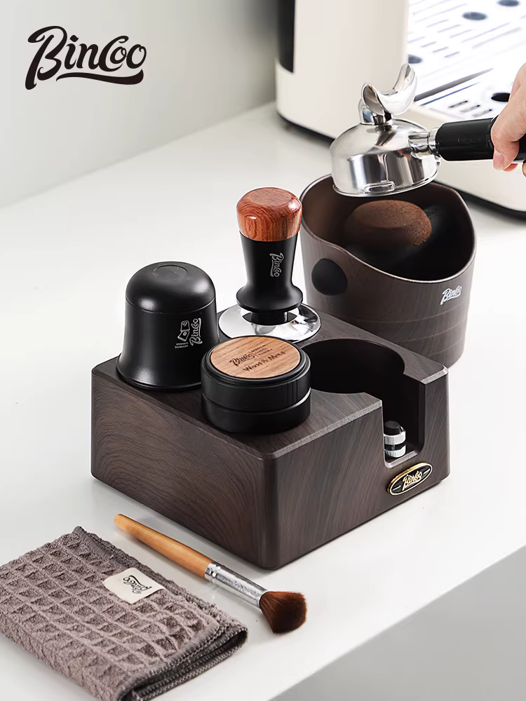 Bộ dụng cụ phân phối cà phê Espresso Bincoo, đế giữ lực ổn định, hộp đựng bã cà phê, phụ kiện máy pha cà phê