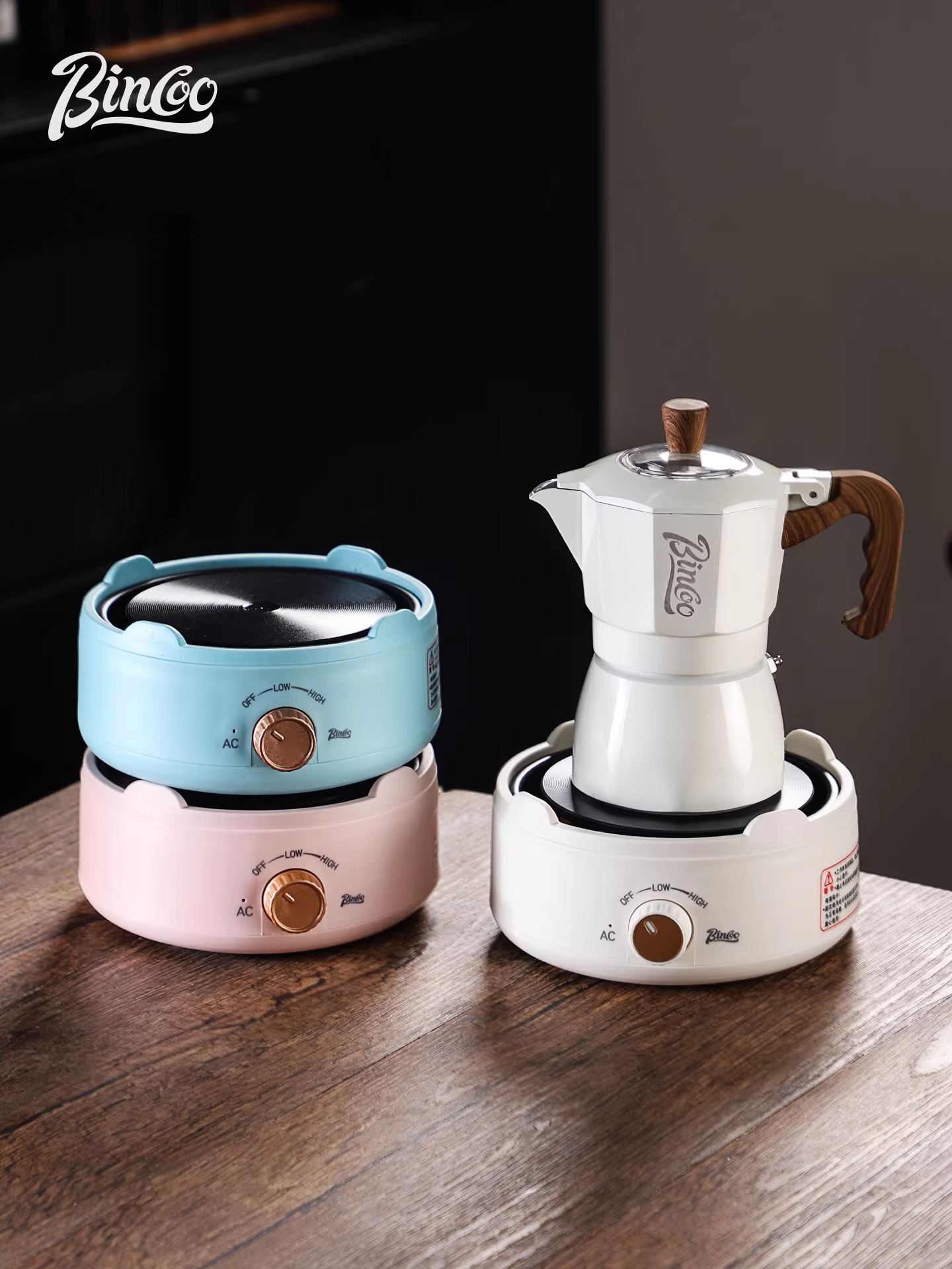 Bếp điện gốm sứ đa năng Bincoo Moka pot, bếp điện đa chức năng để pha cà phê, đế bếp điện nhỏ kiểu Ý