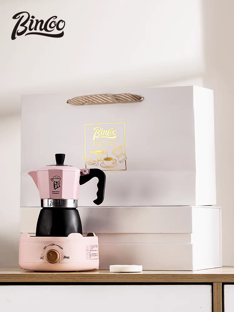 Bộ pha cà phê Moka Bincoo, bếp điện gốm sứ gia dụng, bộ dụng cụ pha cà phê Espresso, hộp quà tặng lý tưởng để làm quà tặng