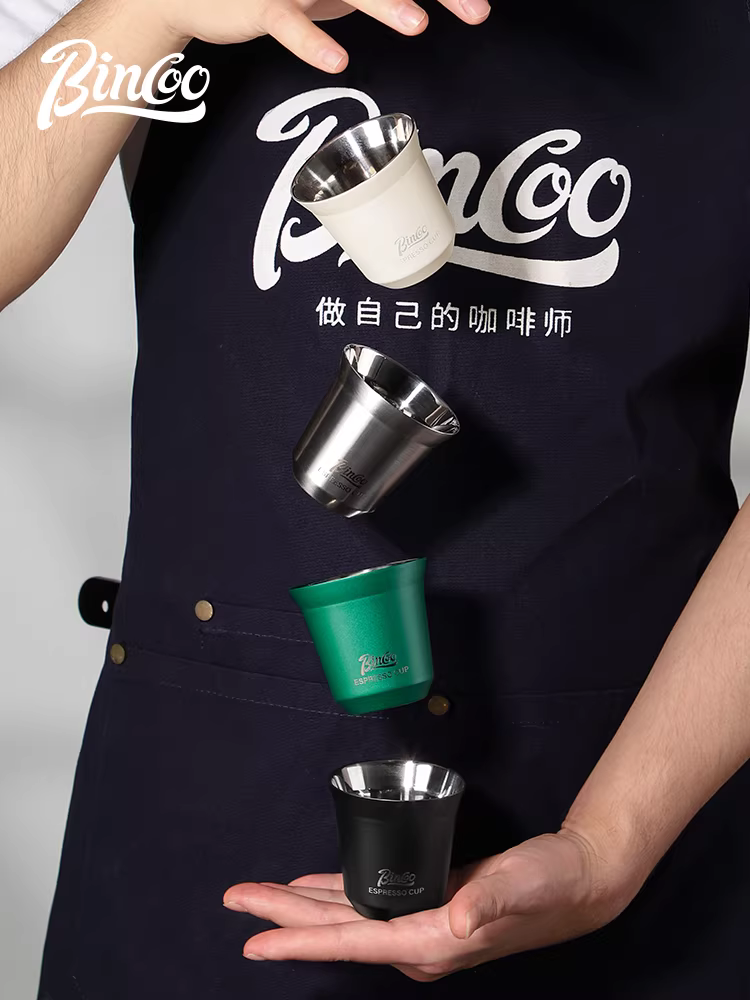 Cốc cà phê espresso Ý Bincoo bằng thép không gỉ, cốc chiết xuất hai lớp, cốc đong, bình cân hạt cà phê, bình đựng chất lỏng ounce