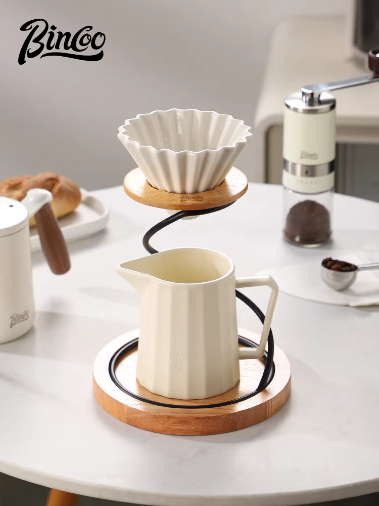 Bộ dụng cụ pha cà phê thủ công Bincoo, giá đỡ, bộ lọc cà phê gốm sứ, thiết bị lọc cà phê nhỏ giọt sáng tạo tại nhà