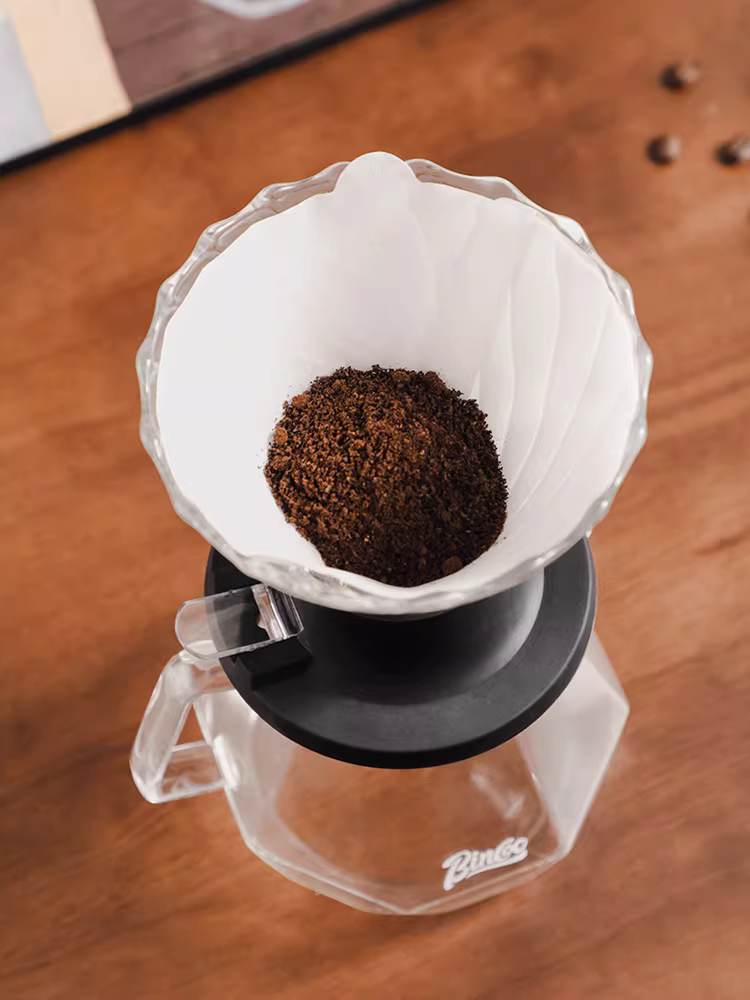 Bộ lọc pha cà phê thủ công thông minh Bincoo Hand Brew Smart Cup Sharing Pot Set V60, kiểu ren xoắn ốc, cốc lọc thủy tinh