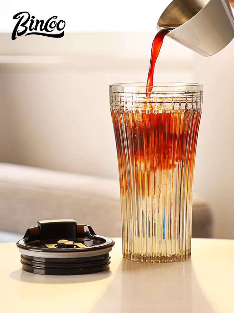 Cốc cà phê khúc xạ Bincoo, cốc văn phòng có nắp, chất lượng cao, đơn giản, di động, cốc xe hơi, chịu nhiệt cao
