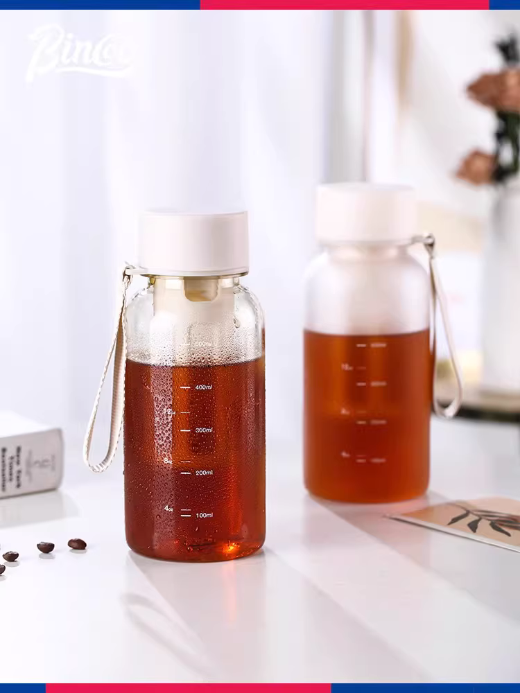 Cốc pha cà phê lạnh Bincoo, bình pha trà lạnh di động, bình nước Tritan di động, kín hơi, ngăn cách trà và nước, cốc trà hoa.