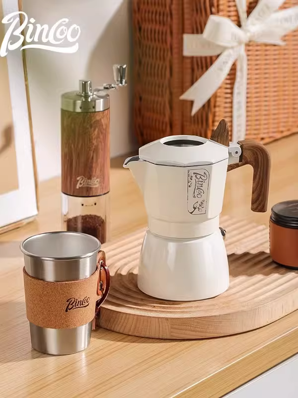 Bộ pha cà phê moka điện Bincoo hai van, kèm bếp điện gốm, quà tặng sinh nhật, tân gia cho bạn bè