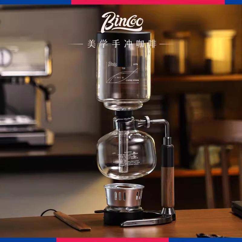 Bộ pha cà phê bằng thủy tinh thủ công Bincoo, lò nướng sóng nhẹ, ấm pha cà phê, gỗ óc chó, dùng trong nhà