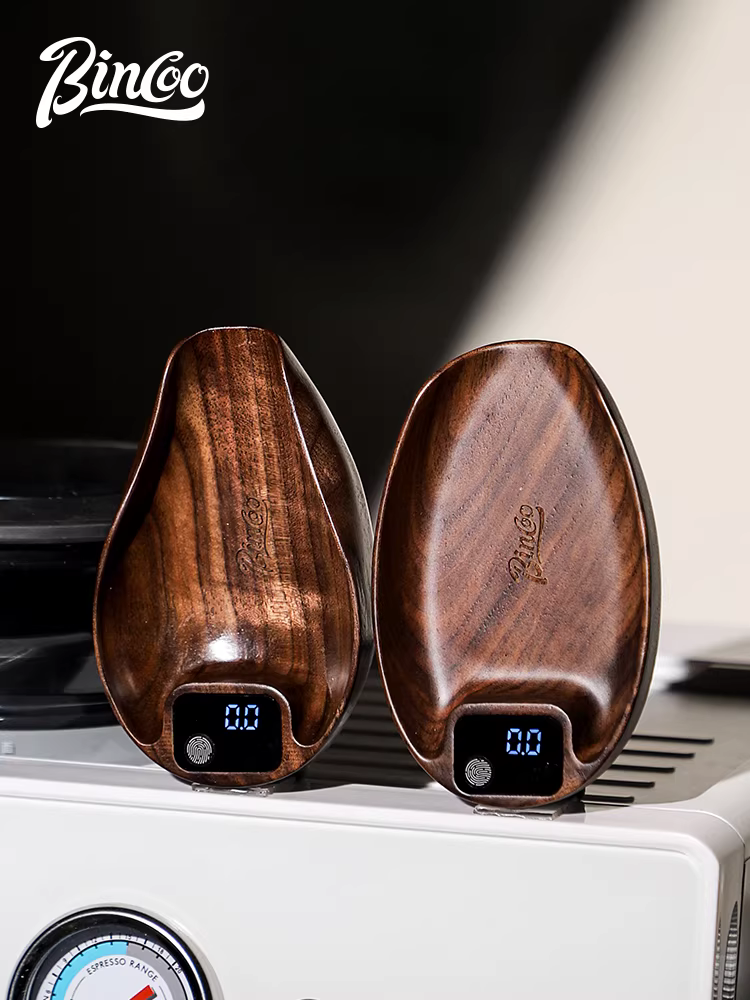 Khay đựng cà phê bằng gỗ óc chó Bincoo, cân điện tử, kiểu Ý, cân thông minh hạt cà phê đặc biệt, cân mini cầm tay