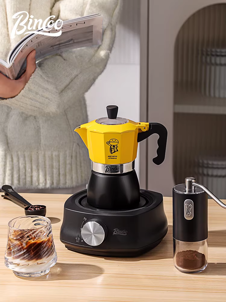 Bộ pha cà phê Moka hai van Bincoo, kiểu Ý, chiết xuất espresso, nhỏ gọn, dùng cho gia đình, thiết bị pha cà phê, máy pha cà phê