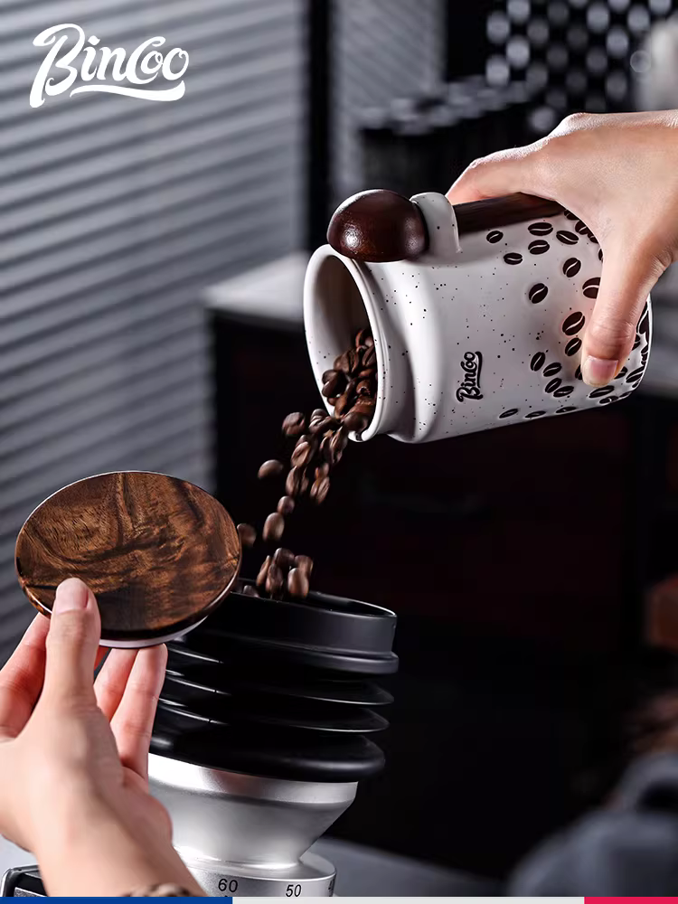 Hũ đựng cà phê gốm sứ Bincoo, hũ đựng bột cà phê gia dụng có thìa, hũ đựng trà, hũ bảo quản