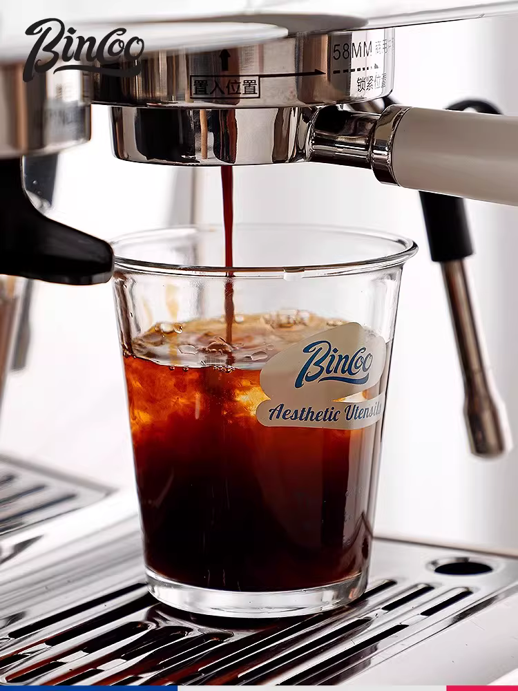 Ly cà phê thủy tinh cao cấp Bincoo dùng trong gia đình, ly Americano đá, ly latte, ly uống nước lạnh trong suốt