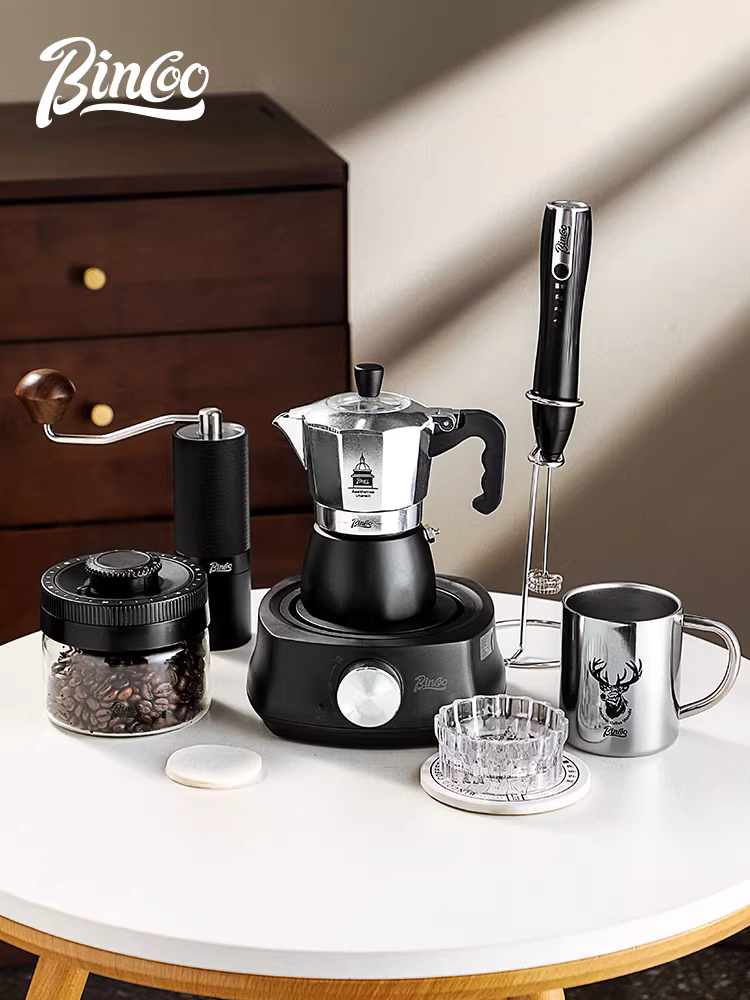 Bộ pha cà phê Moka Bincoo hai van, máy pha cà phê espresso nhỏ gia dụng, bộ dụng cụ pha cà phê, máy pha cà phê kiểu Ý