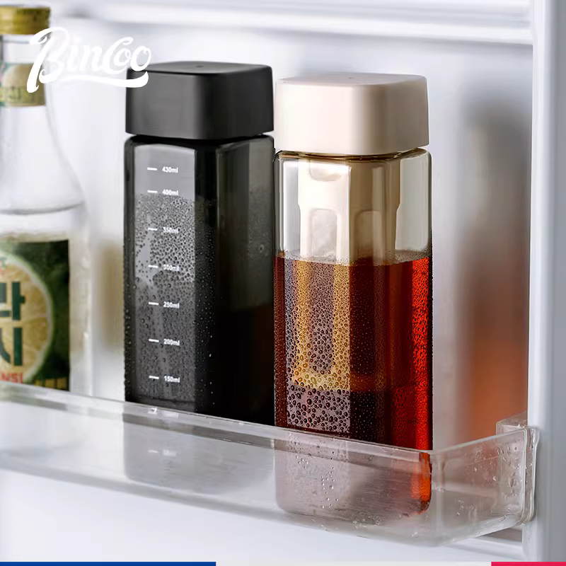 Cốc cà phê lạnh Bincoo, kiểu dáng vuông, di động, tiện dụng cho mùa hè, bình giữ lạnh cà phê lạnh, cốc cà phê lạnh, cốc nước Tritan, kiểu Mỹ