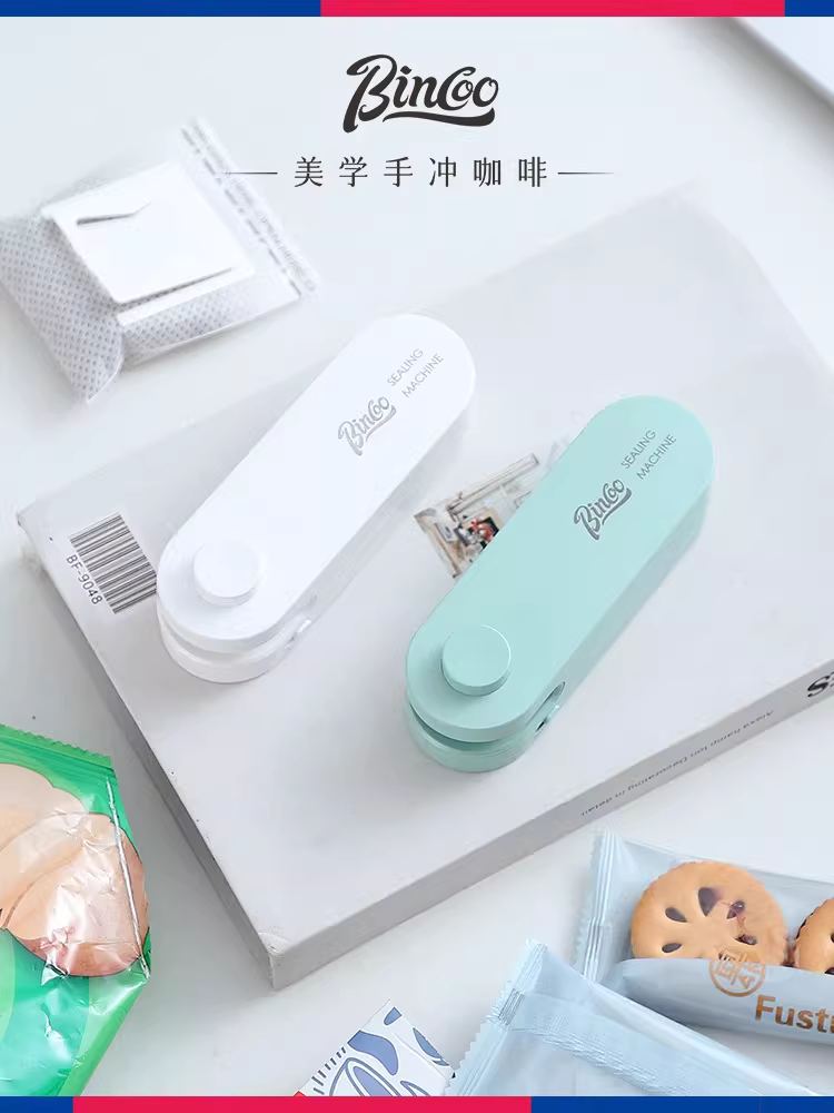Máy hàn miệng túi giấy lọc Bincoo mini, máy hàn nhựa nhỏ, máy hàn miệng túi đồ ăn nhẹ bằng tay, dụng cụ thần kỳ