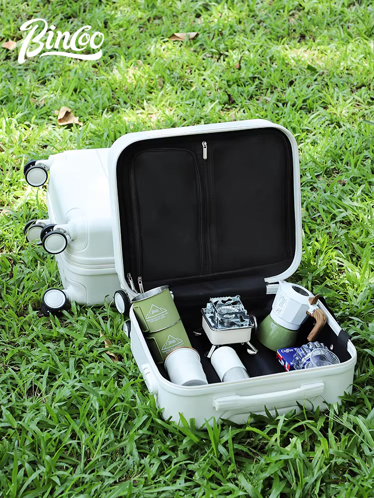 Bộ pha cà phê Moka ngoài trời Bincoo hai van, kiểu Ý, nhỏ gọn, kèm hộp đựng, dụng cụ pha cà phê dã ngoại