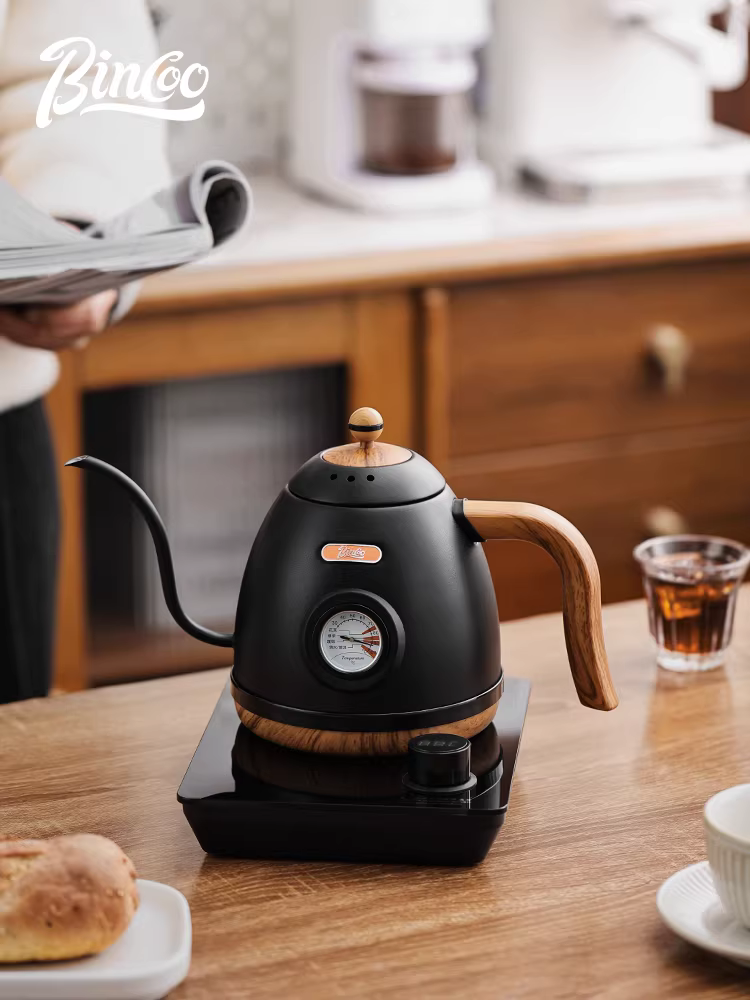 Ấm đun nước pha cà phê thủ công điều khiển nhiệt độ thông minh Bincoo, ấm đun nước điện có vòi dài bằng thép không gỉ gia dụng, ấm đun nước điều khiển nhiệt độ pha trà