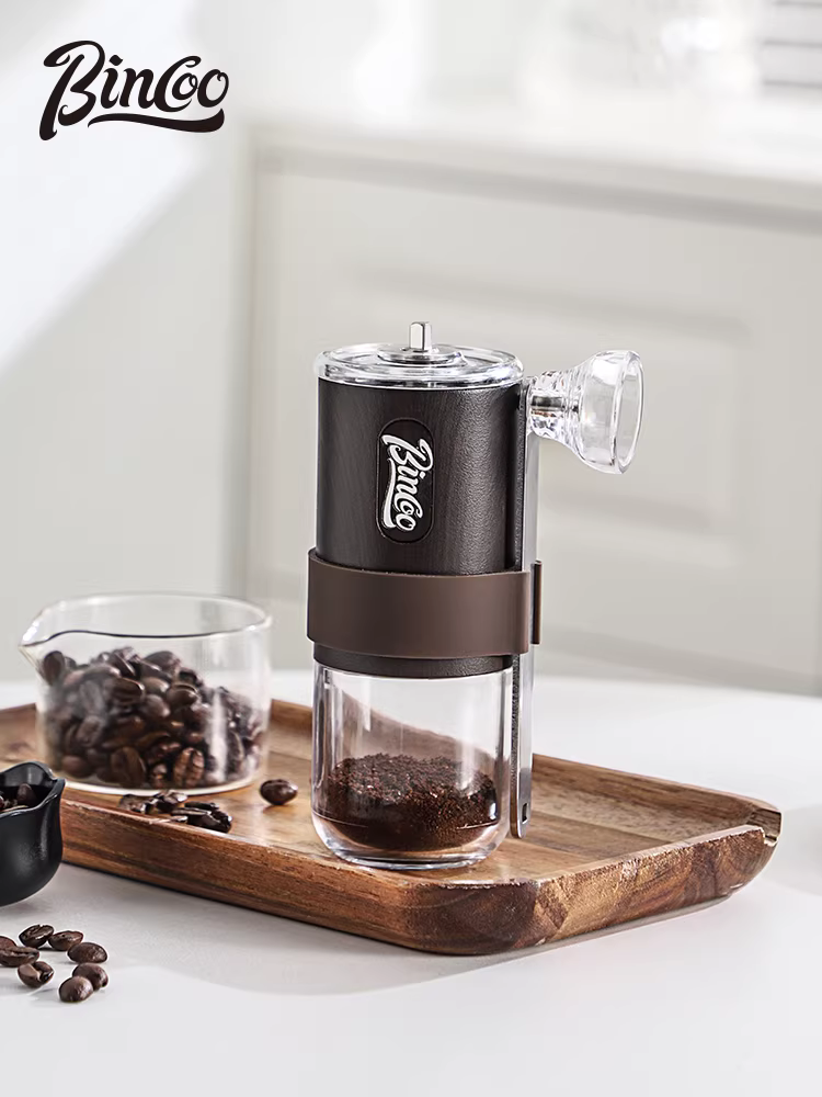 Máy xay cà phê bằng tay Bincoo vân gỗ dùng cho gia đình, máy xay cà phê bằng tay cầm tay, máy pha cà phê bằng tay.