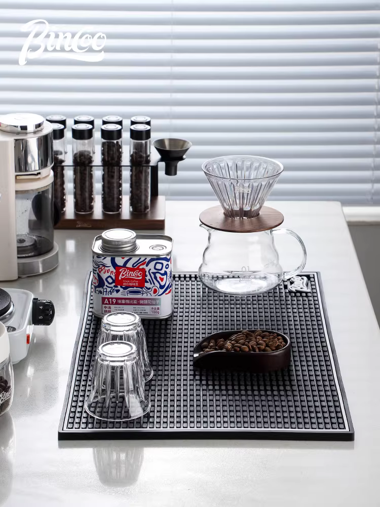 Tấm lót quầy bar cà phê dày dặn Bincoo, dụng cụ pha cà phê, thảm thoát nước cho moka pot, thảm để đồ, thảm chống trơn cho quán trà sữa
