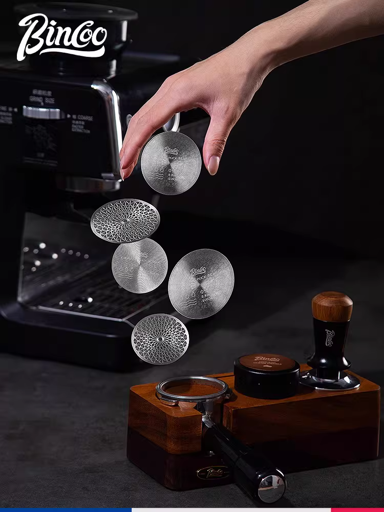 Mạng lưới phân phối nước thứ cấp kính vạn hoa Bincoo, bát đựng bột cà phê espresso, tấm lọc bằng thép không gỉ, tấm lọc sintered để chiết xuất đồng đều