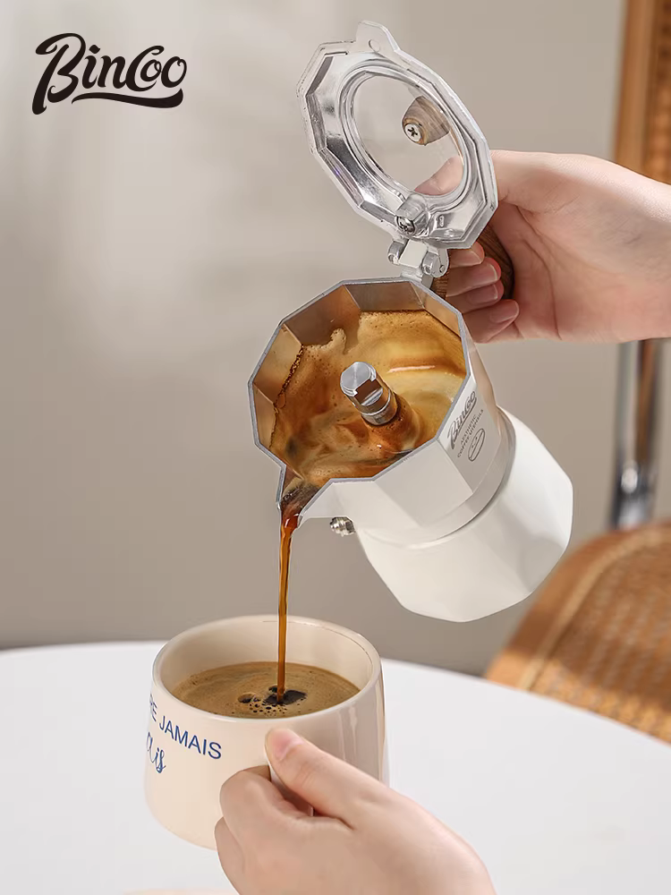 Bộ pha cà phê Moka Bincoo hai van, máy pha cà phê espresso nhỏ kiểu Ý, dụng cụ pha cà phê thủ công, bộ dụng cụ pha cà phê