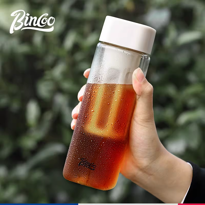 Cốc cà phê lạnh Bincoo, kiểu dáng vuông, di động, tiện dụng cho mùa hè, bình giữ lạnh cà phê lạnh, cốc cà phê lạnh, cốc nước Tritan, kiểu Mỹ