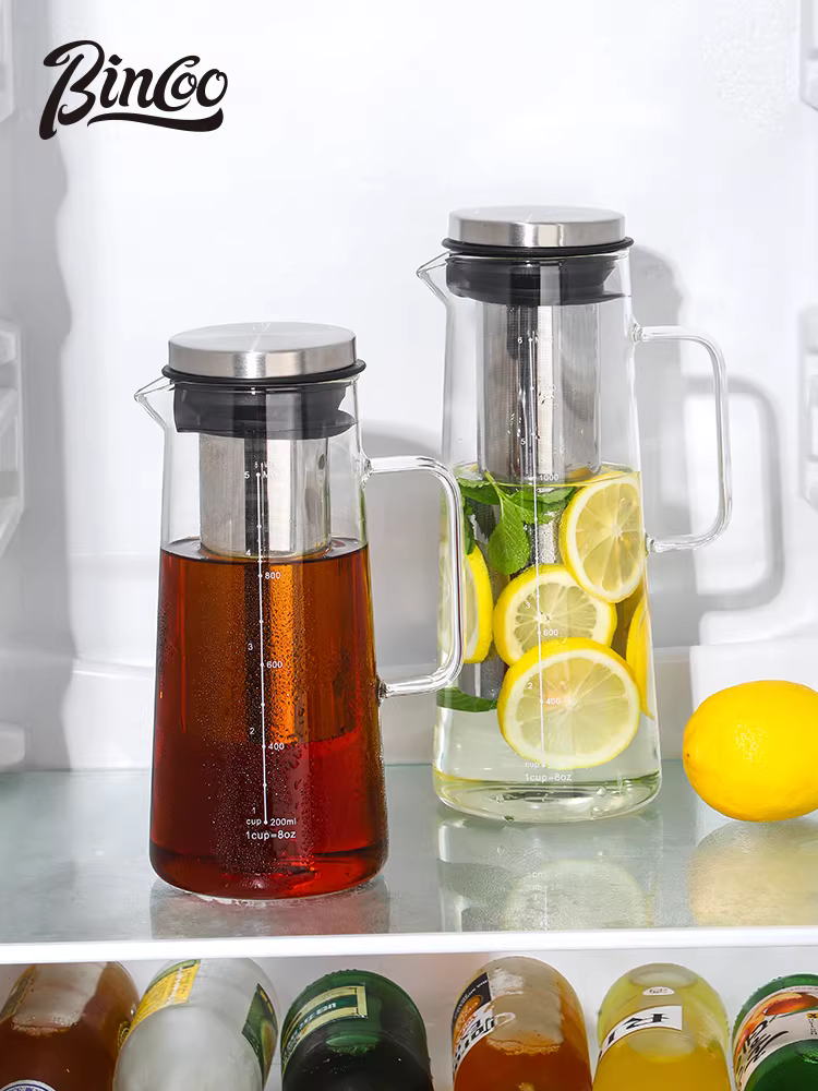 Bình pha cà phê lạnh Bincoo, bình thủy tinh gia dụng, dung tích lớn, có lưới lọc, bình pha trà lạnh, ấm pha trà lạnh, bình lọc trà lạnh