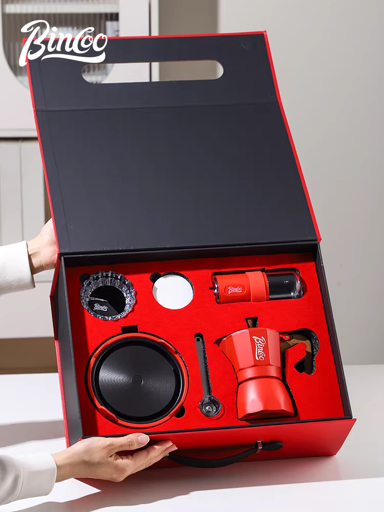 Bộ pha cà phê Moka pot hai van Bincoo, hộp quà tặng, máy pha cà phê espresso, quà tặng sinh nhật tại nhà