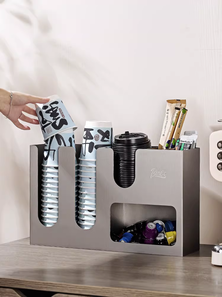 Giá để cốc giấy dùng một lần Bincoo, giá để đồ quán cà phê, quầy bar, giá để đồ đa năng sáng tạo, hộp đựng trà sữa, dùng cho thương mại