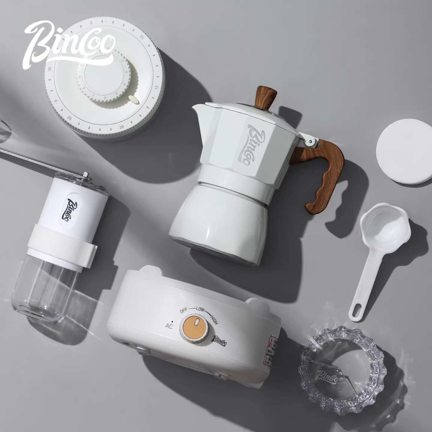 Bộ máy pha cà phê Bincoo Moka pot hai van, bếp điện, pha cà phê thủ công, dùng trong nhà, máy pha cà phê espresso nhỏ cầm tay