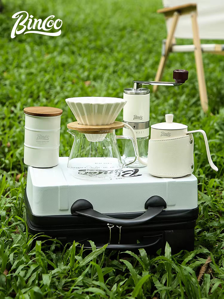 Bộ dụng cụ pha cà phê du lịch ngoài trời Bincoo, túi đựng di động, hộp đựng máy xay cà phê, hộp đựng ấm pha cà phê