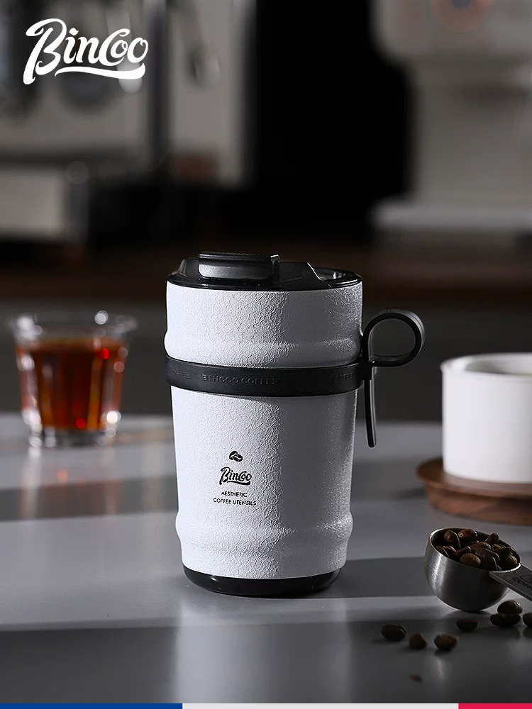 Cốc cà phê Bincoo, lớp lót gốm, cốc giữ nhiệt di động, cốc nước mờ, dành cho nam và nữ, cốc giữ lạnh bằng thép không gỉ 316