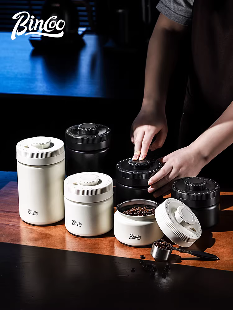 Hộp đựng cà phê Bincoo bằng thép không gỉ, hút chân không, nhỏ gọn, dùng trong gia đình, bảo quản cà phê bột.