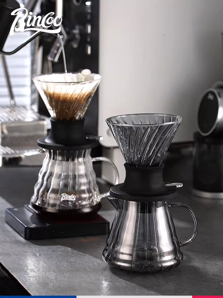 Bộ pha cà phê Bincoo gồm cốc thông minh, giấy lọc V60, ấm chia cà phê, máy xay cà phê cầm tay, cân điện tử.