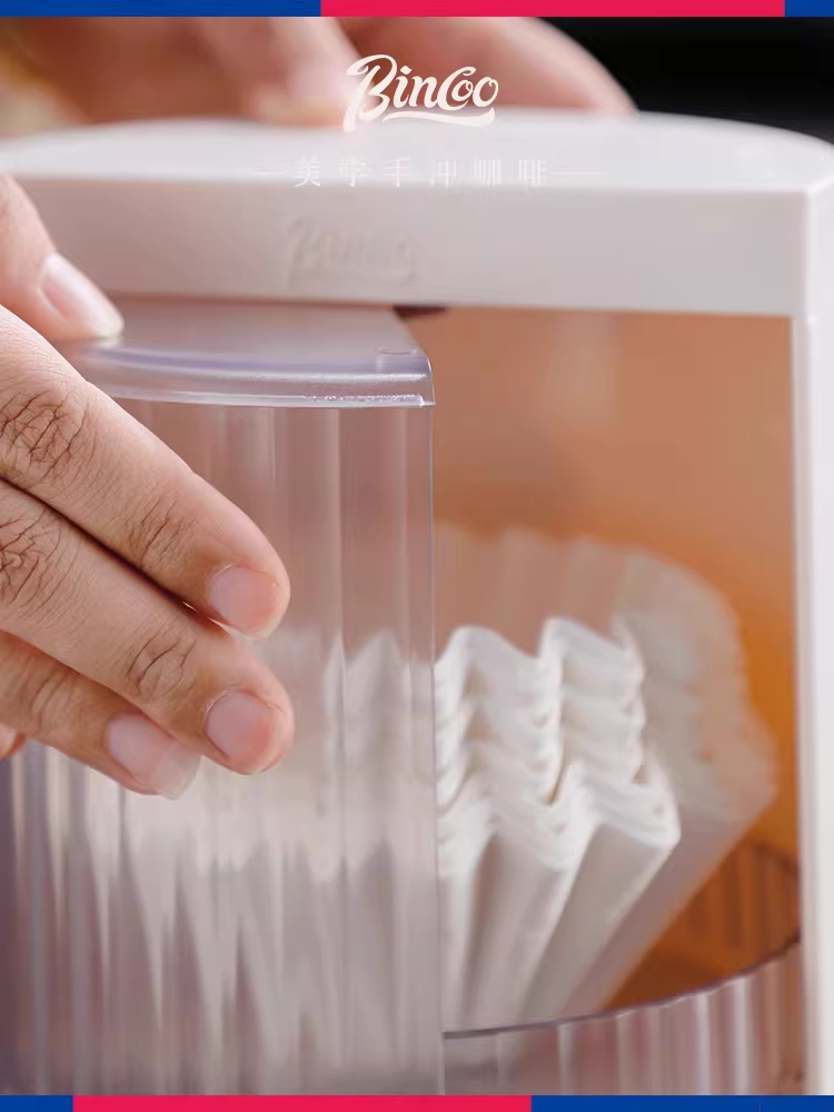 Giấy lọc cà phê thủ công hình bát bánh Bincoo 155/185, giấy lọc kiểu origami, hộp đựng chống bụi, chống ẩm