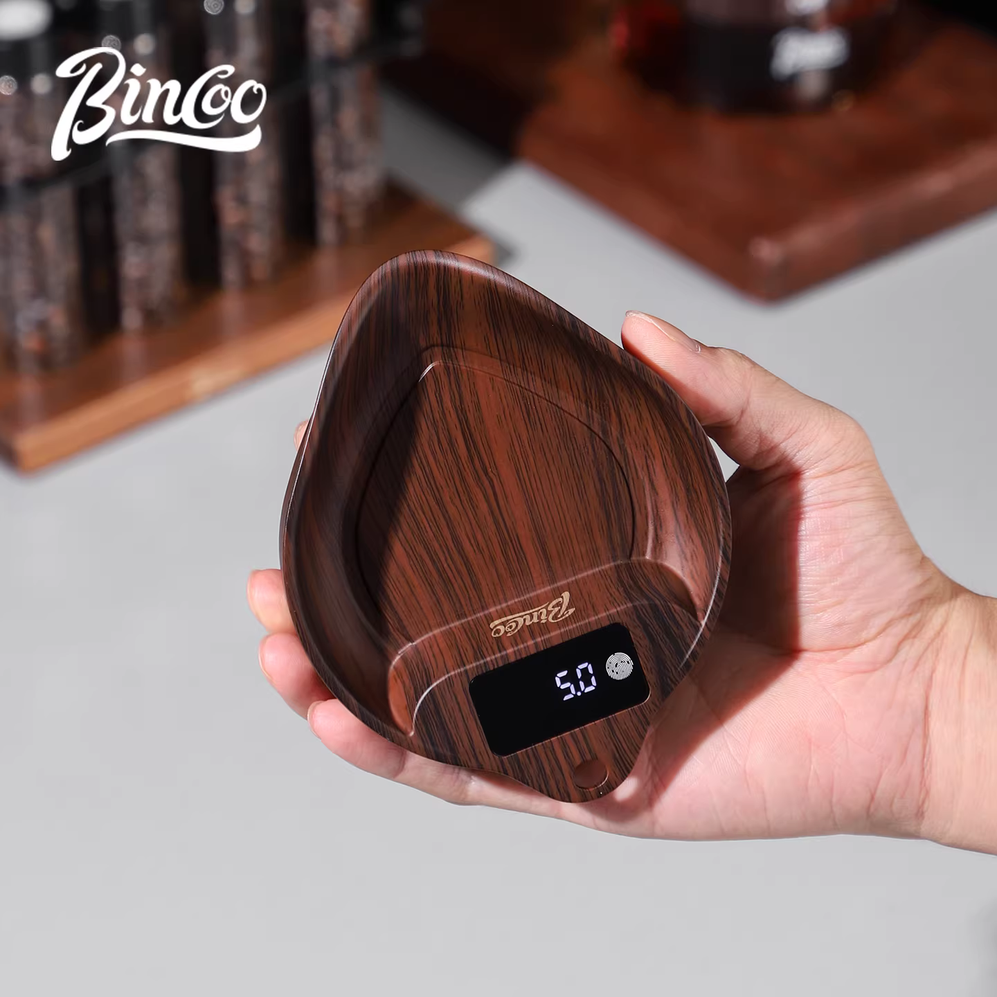 Cân điện tử pha cà phê Bincoo có khay đựng hạt cà phê, cân pha cà phê thủ công, khay đựng hạt cà phê tích hợp, khay hiển thị cân hẹn giờ pha cà phê espresso
