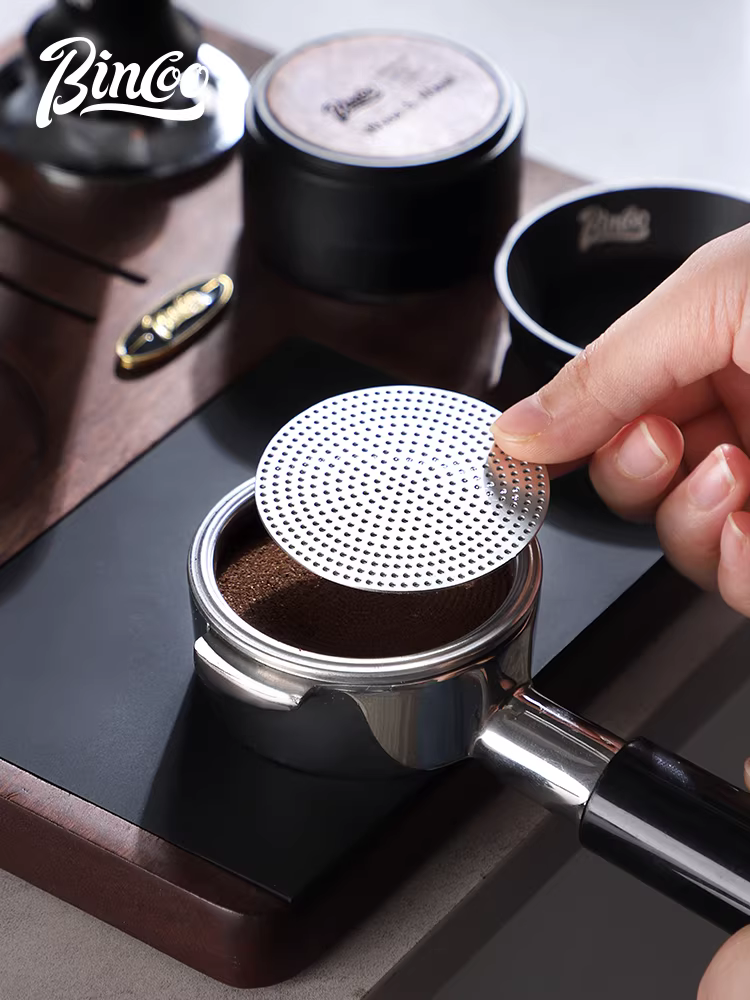 Màng lọc chiết xuất đồng đều bằng thép không gỉ Bincoo, tay cầm máy pha cà phê, khay đựng bột, tấm lọc nung kết