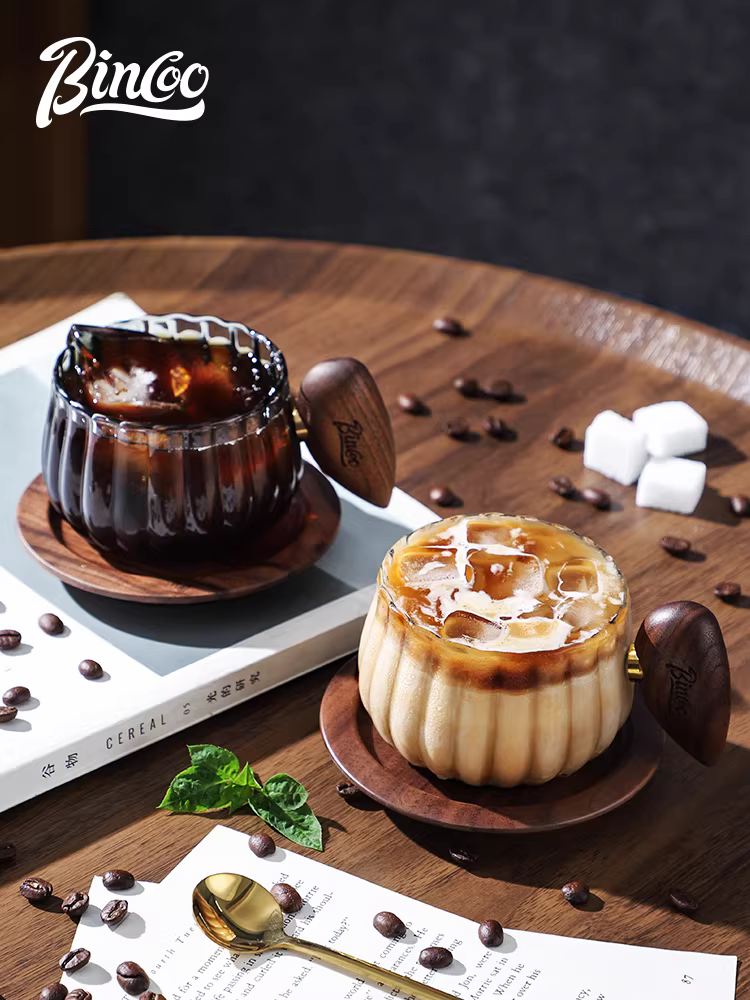 Tách trà cà phê cao cấp Bincoo dùng trong nhà, tách thủy tinh cá nhân tinh tế dành cho nữ với thìa, dùng được cho latte