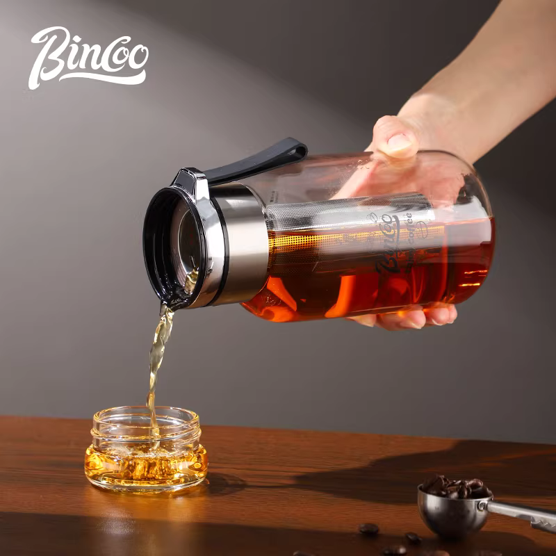 Cốc pha cà phê lạnh Bincoo, bình pha cà phê lạnh bằng thủy tinh, bình pha trà lạnh di động, dung tích lớn, bình pha cà phê lạnh, bình lọc cà phê đá