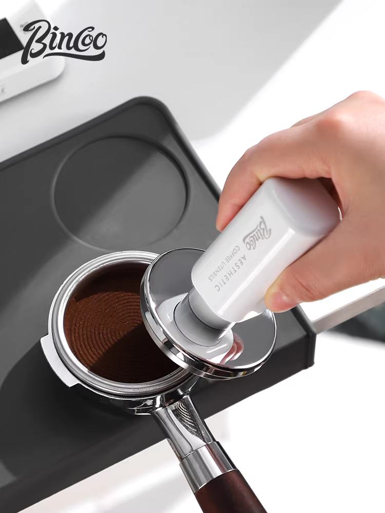 Dụng cụ nén cà phê Bincoo hình vuông, kiểu Ý, cân bằng đàn hồi, 51/58mm, thép không gỉ, có ren