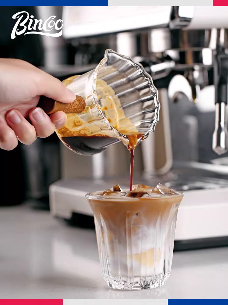 Cốc cà phê hình cánh hoa Bincoo, cốc sữa nhỏ bằng thủy tinh có vạch chia, cốc espresso, cốc ounce Ý, cốc pha cà phê