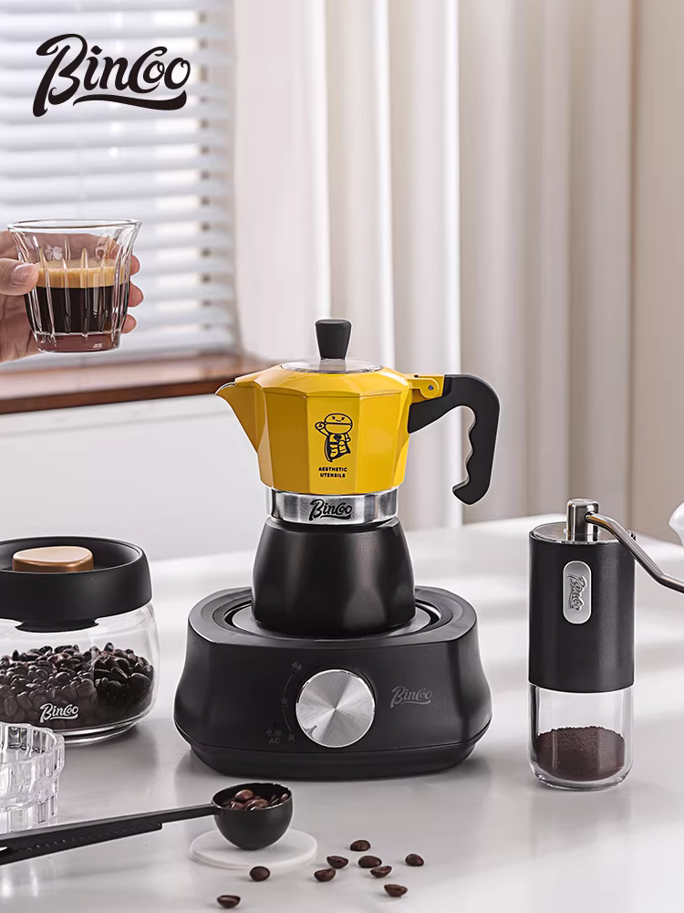 Bộ pha cà phê Moka hai van Bincoo, kiểu Ý, chiết xuất espresso, nhỏ gọn, dùng cho gia đình, thiết bị pha cà phê, máy pha cà phê