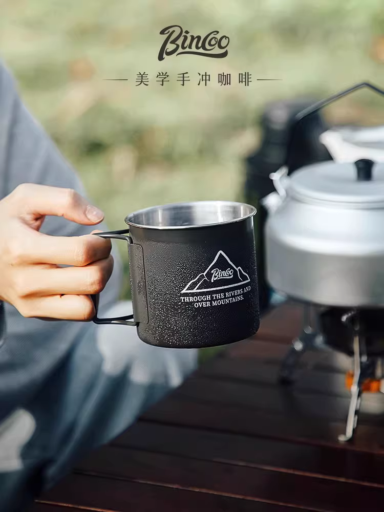 Cốc cà phê du lịch ngoài trời Bincoo, cốc nước bằng thép không gỉ 304, cốc uống nước dã ngoại, cốc gia dụng