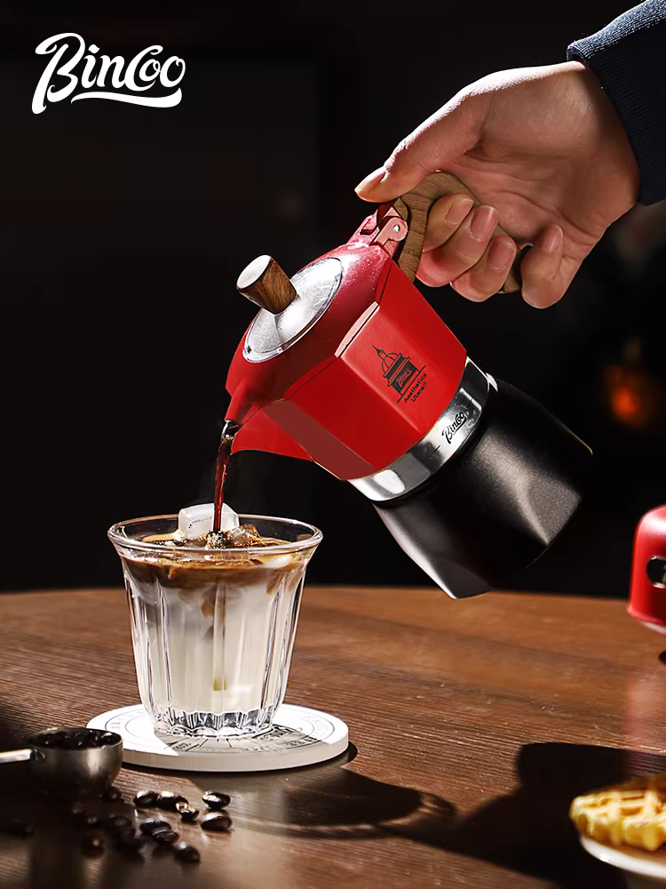 Bộ pha cà phê bằng tay Bincoo, kiểu moka pot hai van, dùng tại nhà, pha cà phê espresso.