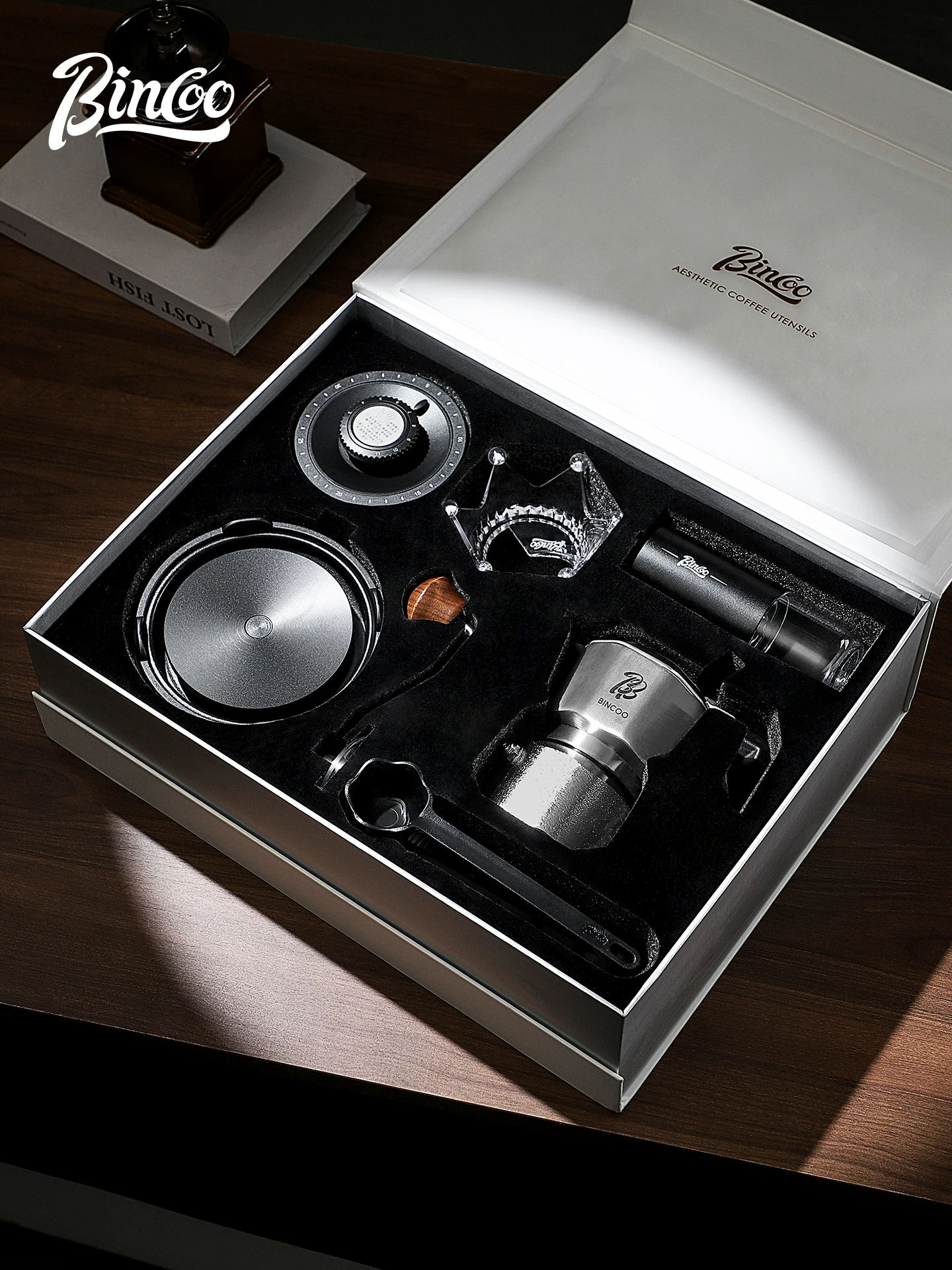 [Trợ cấp quốc gia 15%] Bộ hộp quà tặng bình pha cà phê moka bằng thép không gỉ 316 ba van Bincoo, một lựa chọn làm quà tặng đám cưới và sinh nhật