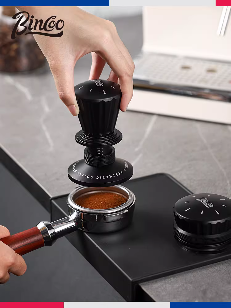 Dụng cụ nén cà phê Bincoo 51/58mm, tay cầm máy pha cà phê espresso, dụng cụ phân phối bột với dây thun điều chỉnh và thang đo