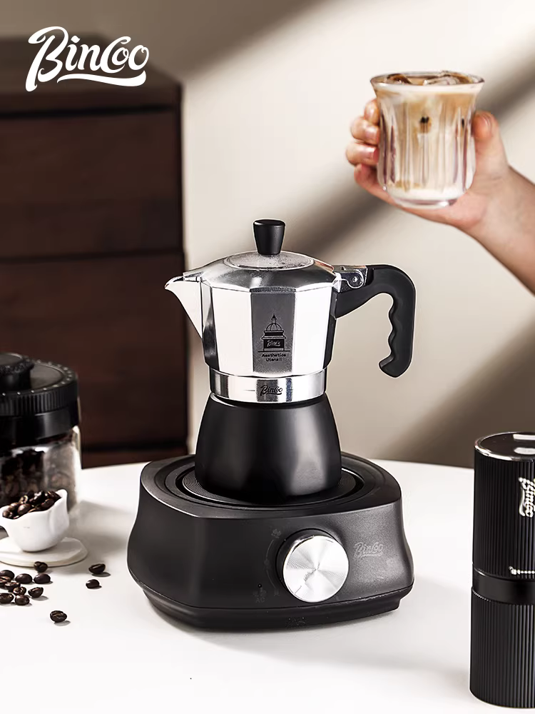 Bộ pha cà phê Moka Bincoo hai van, máy pha cà phê espresso nhỏ gia dụng, bộ dụng cụ pha cà phê, máy pha cà phê kiểu Ý