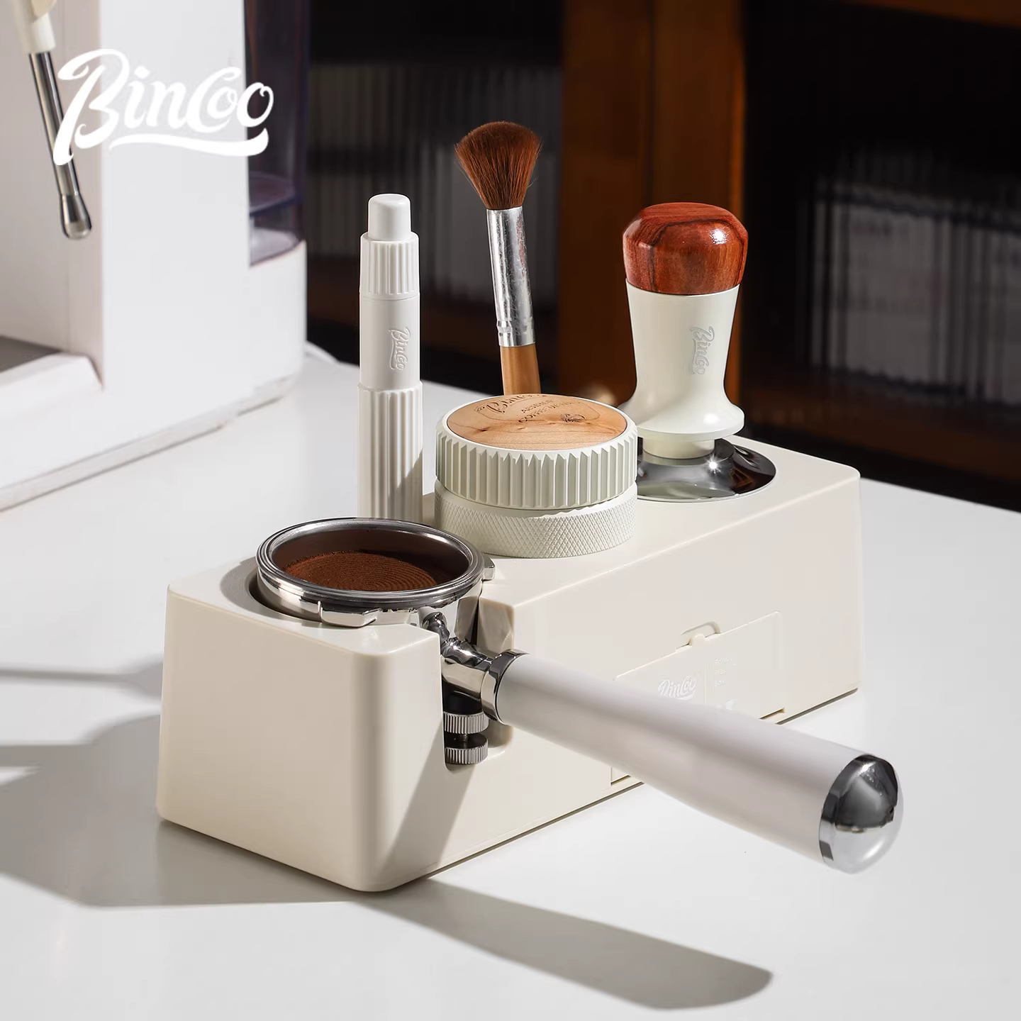 Đế ép cà phê Bincoo tương thích với dụng cụ ép cà phê 51/58mm, dụng cụ phân phối bột, hộp đựng và phụ kiện máy pha cà phê.